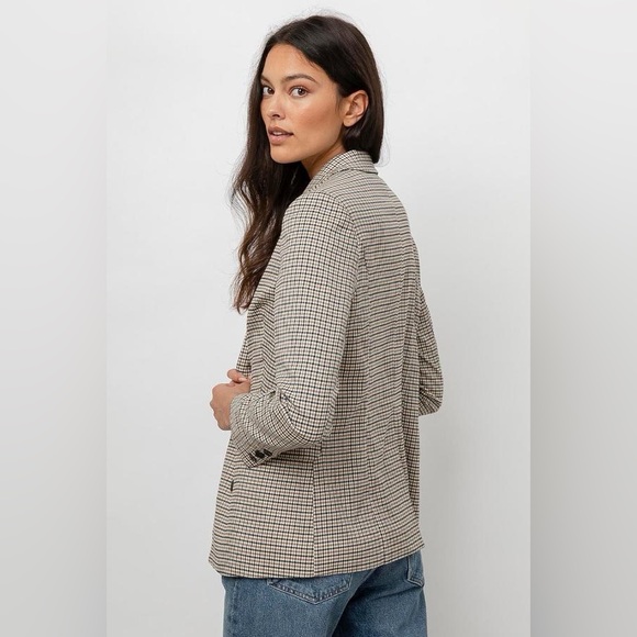 RAILS JAC BLAZER HONEY PLAID Houndstooth Double breasted  Blazer checkers Sz S - Picture 5 of 16